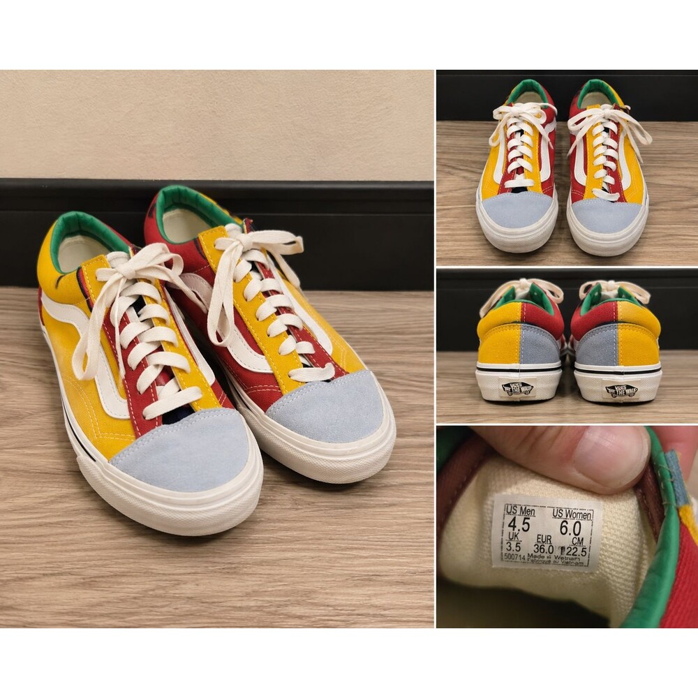 Vans Old Skool Colorblock Sneakers Yellow Red Green Blue Women's Size 6 EU 36